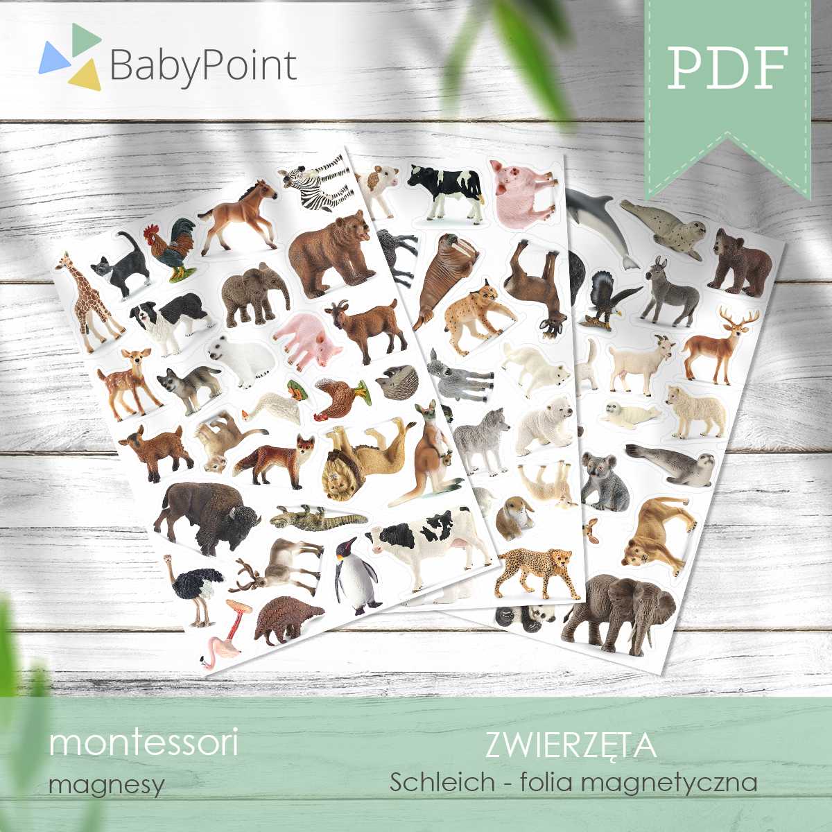 Folia samoprzylepna do magnesów ze zwierzętami Schleich