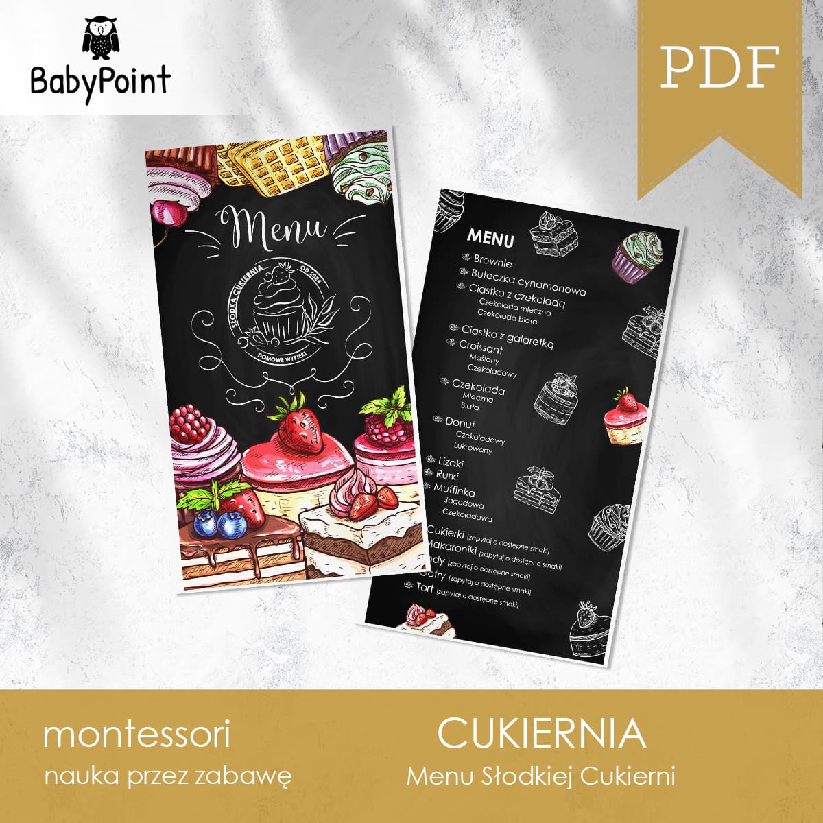 Menu słodkiej cukierni