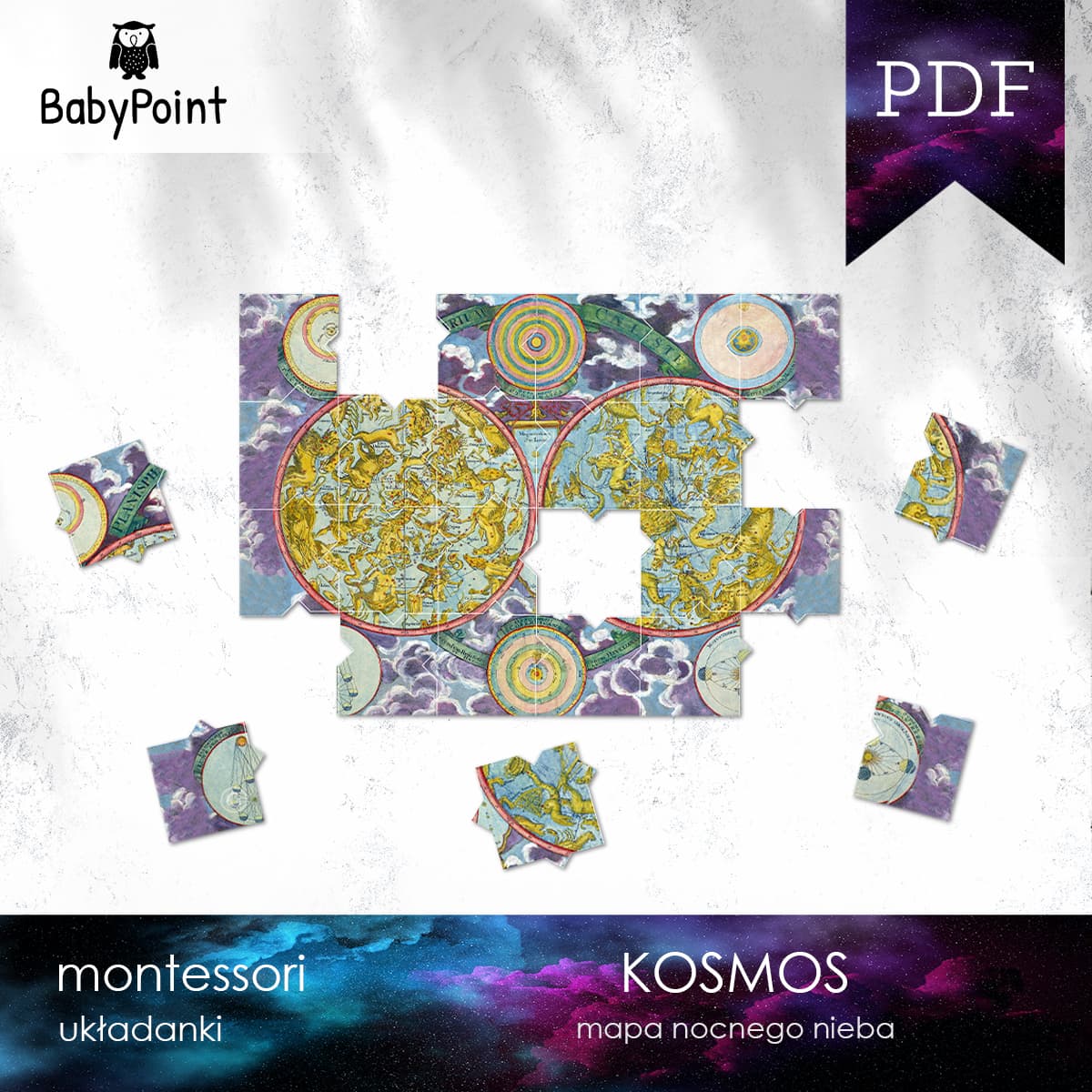 KOSMOS - Puzzle z mapą nieba