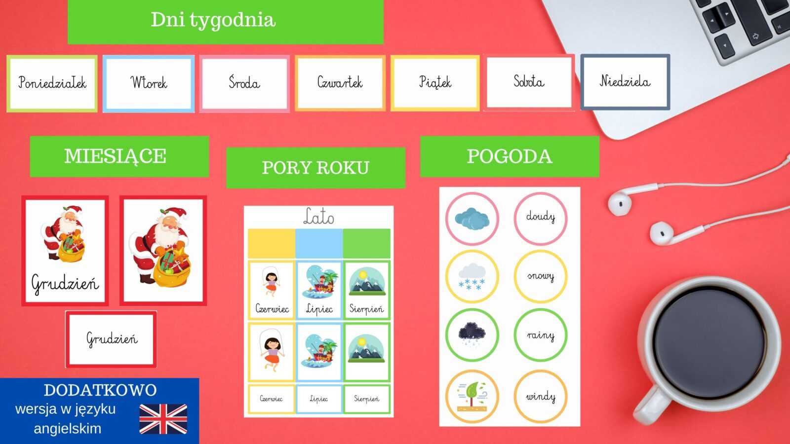Materiały do nauki dni tygodnia